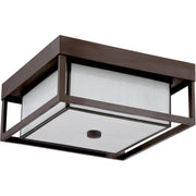 Quoizel 3 Light Powell Outdoor Flush Mount in Western Bronze
