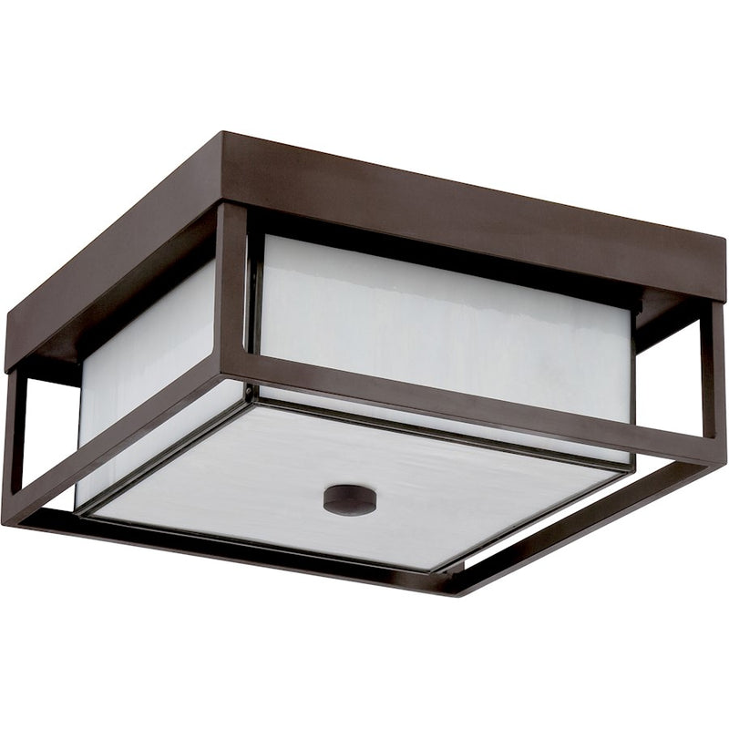 Quoizel 3 Light Powell Outdoor Flush Mount in Western Bronze
