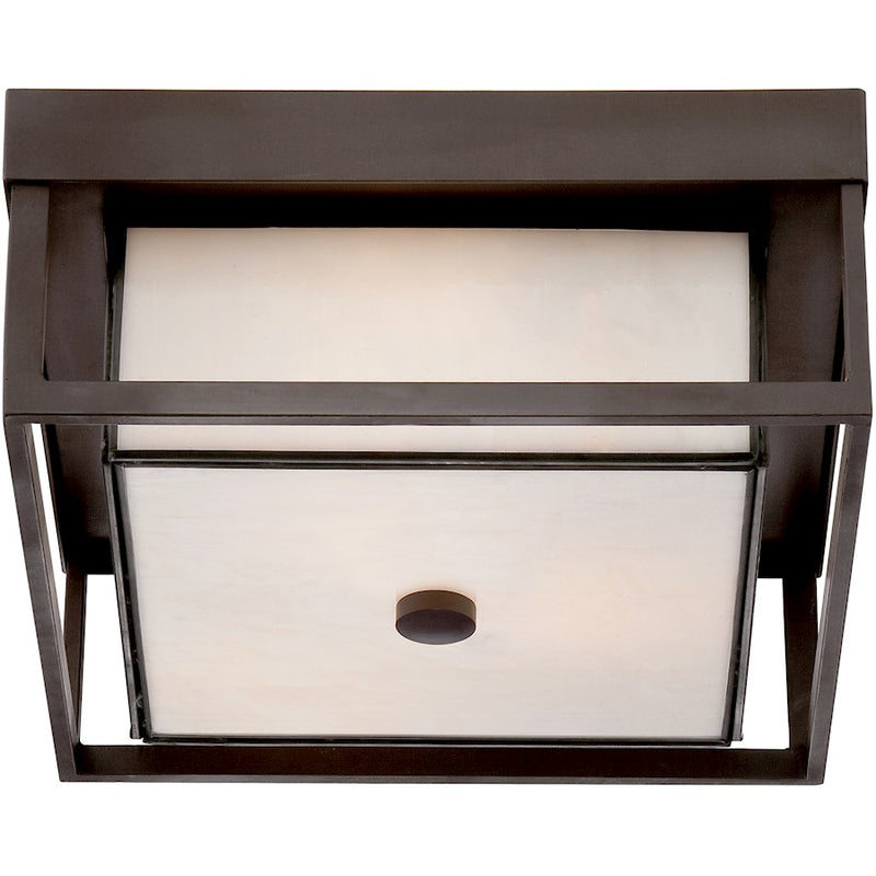 Quoizel 3 Light Powell Outdoor Flush Mount in Western Bronze