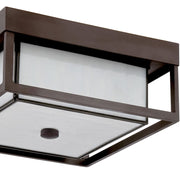 Quoizel 3 Light Powell Outdoor Flush Mount in Western Bronze