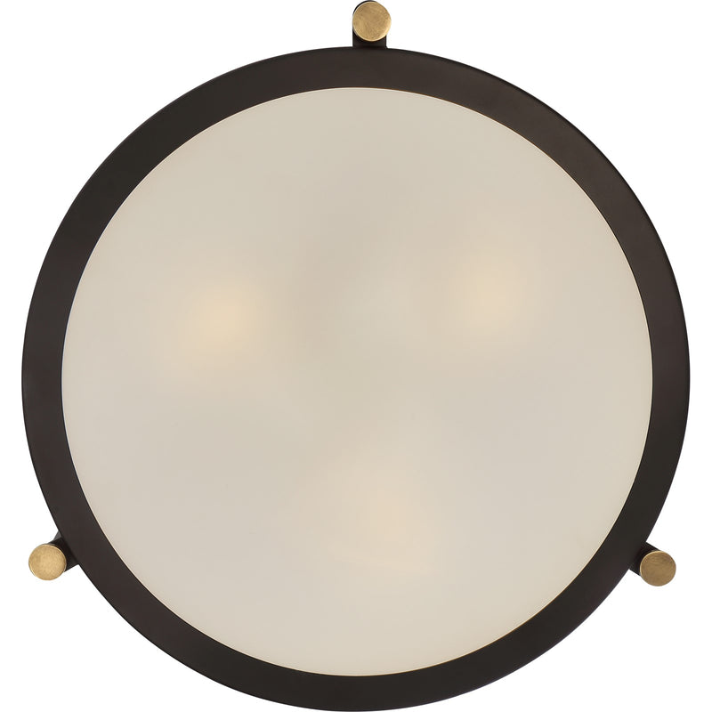 Quoizel Calvary 17.5in 3-Light Semi-Flush Mount | Traditional Western Bronze and Beige Fabric | Bedroom & Hallway | Model QF1715WT
