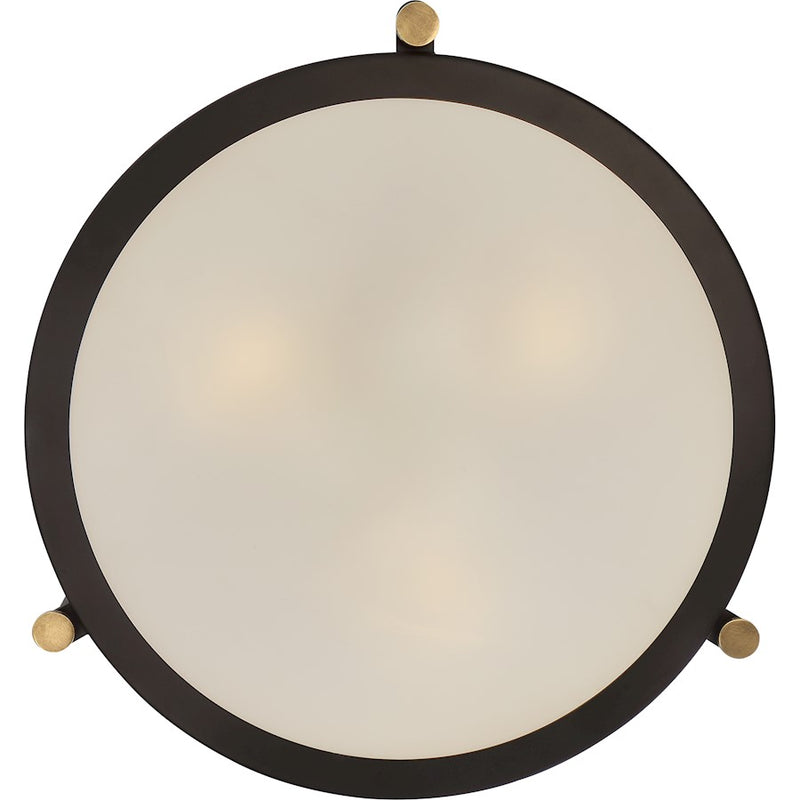 Quoizel Calvary 17.5in 3-Light Semi-Flush Mount | Traditional Western Bronze and Beige Fabric | Bedroom & Hallway | Model QF1715WT