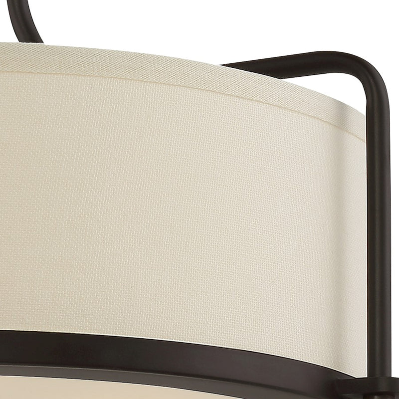 Quoizel Calvary 17.5in 3-Light Semi-Flush Mount | Traditional Western Bronze and Beige Fabric | Bedroom & Hallway | Model QF1715WT