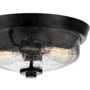 Quoizel Radius 13in 2-Light Flush Mount | Industrial Earth Black and Clear Seedy Glass | Hallway & Foyer | 13 x 13 x 5.5 in | Model QF3414EK