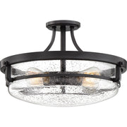Quoizel Outpost 19in 4-Light Semi-Flush Mount | Rustic Palladian Bronze and Clear Seedy Glass | Foyer & Living Room | 19 x 19 x 12 in | Model QF3419PN