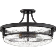 Quoizel Outpost 19in 4-Light Semi-Flush Mount | Rustic Palladian Bronze and Clear Seedy Glass | Foyer & Living Room | 19 x 19 x 12 in | Model QF3419PN