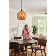 Quoizel Casablanca 18.25in 3-Light Pendant | Coastal Palladian Bronze and Natural Paper Rope | Kitchen Island & Dining Room | Model QF4034PN