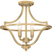 Quoizel Harvel 16in 4-Light Semi-Flush Mount | Weathered Brass Steel | Bedroom & Hallway | 16 x 16 x 15.25 in | Model QF5119WS