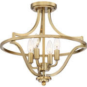 Quoizel Harvel 16in 4-Light Semi-Flush Mount | Weathered Brass Steel | Bedroom & Hallway | 16 x 16 x 15.25 in | Model QF5119WS