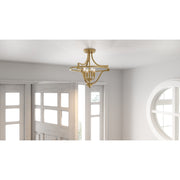 Quoizel Harvel 16in 4-Light Semi-Flush Mount | Weathered Brass Steel | Bedroom & Hallway | 16 x 16 x 15.25 in | Model QF5119WS