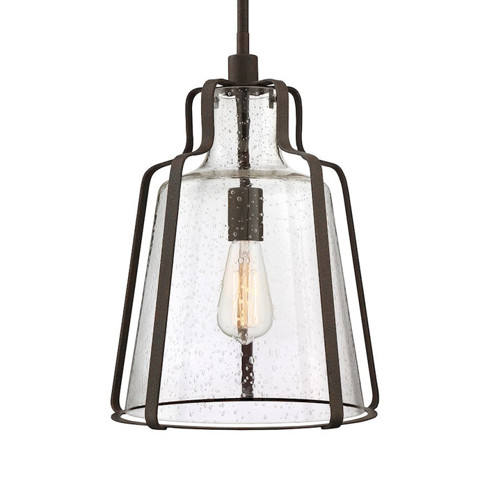 Quoizel Haverford 1 Light Pendant, Rustic Black/Clear Seeded