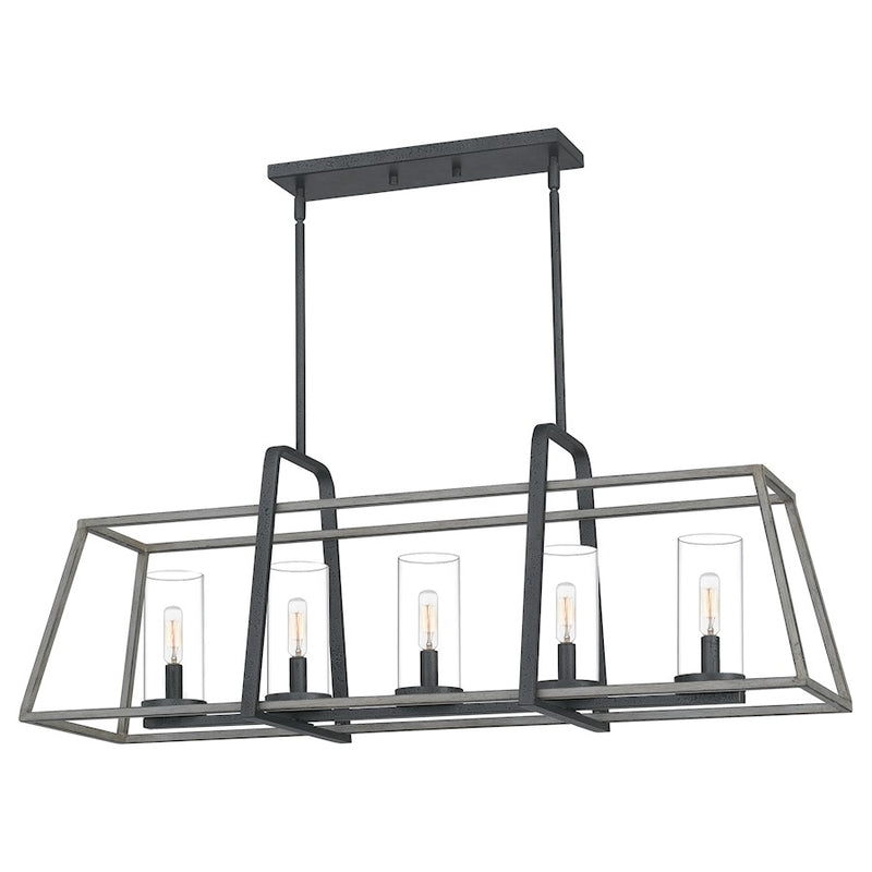 Quoizel Lincoln 5 Light Island Chandelier, Distressed Iron