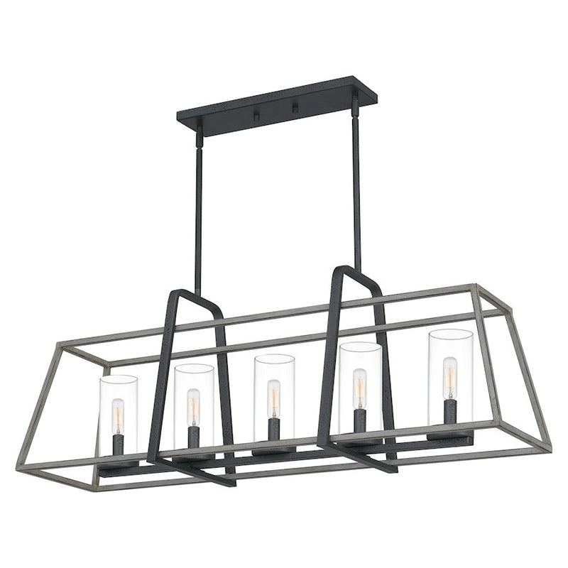 Quoizel Lincoln 5 Light Island Chandelier, Distressed Iron