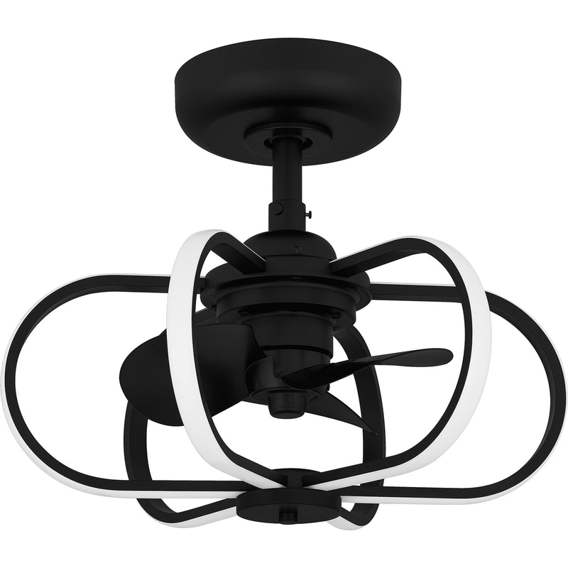 Quoizel Zuri 20in LED Ceiling Fan | Modern Matte Black Steel | Small Bedroom & Living Room | 19.75 x 19.75 x 16.25 in | Model QFA6164MBK