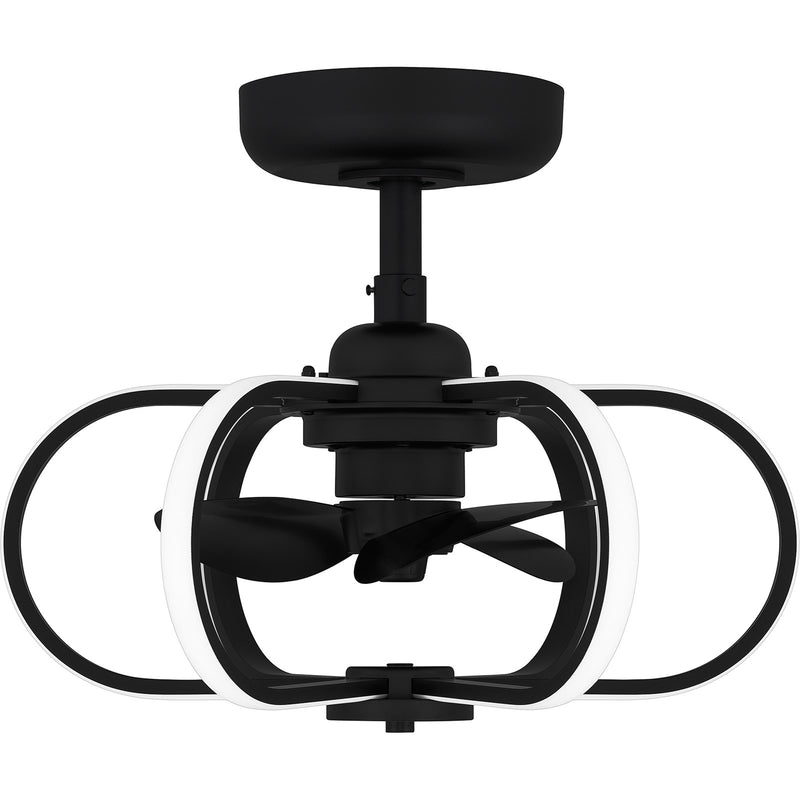 Quoizel Zuri 20in LED Ceiling Fan | Modern Matte Black Steel | Small Bedroom & Living Room | 19.75 x 19.75 x 16.25 in | Model QFA6164MBK