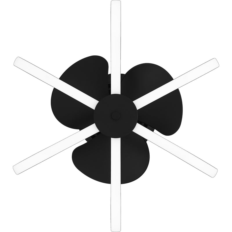 Quoizel Zuri 20in LED Ceiling Fan | Modern Matte Black Steel | Small Bedroom & Living Room | 19.75 x 19.75 x 16.25 in | Model QFA6164MBK