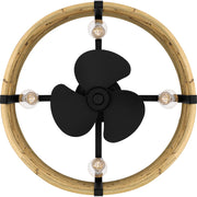 Quoizel Lachlan 22in 4-Light Ceiling Fan | Modern Bohemian Matte Black and Rattan | Small Bedroom & Living Room | 22 x 22 x 9.5 in | Model QFA6200MBK