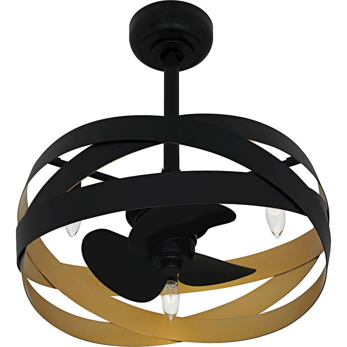 Quoizel Zito 3Light Fandelier, Matte Black/Metal