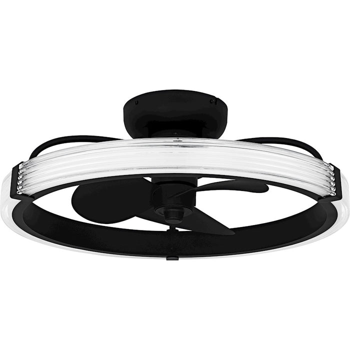 Quoizel Elrod Light Fandelier, Matte Black/Clear Ribbed Acrylic