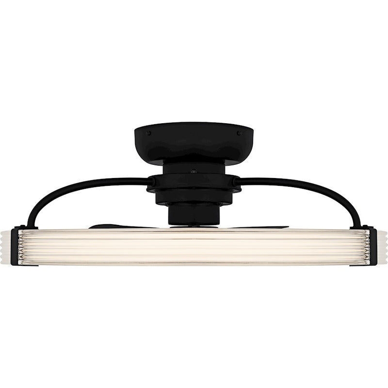 Quoizel Elrod Light Fandelier, Matte Black/Clear Ribbed Acrylic