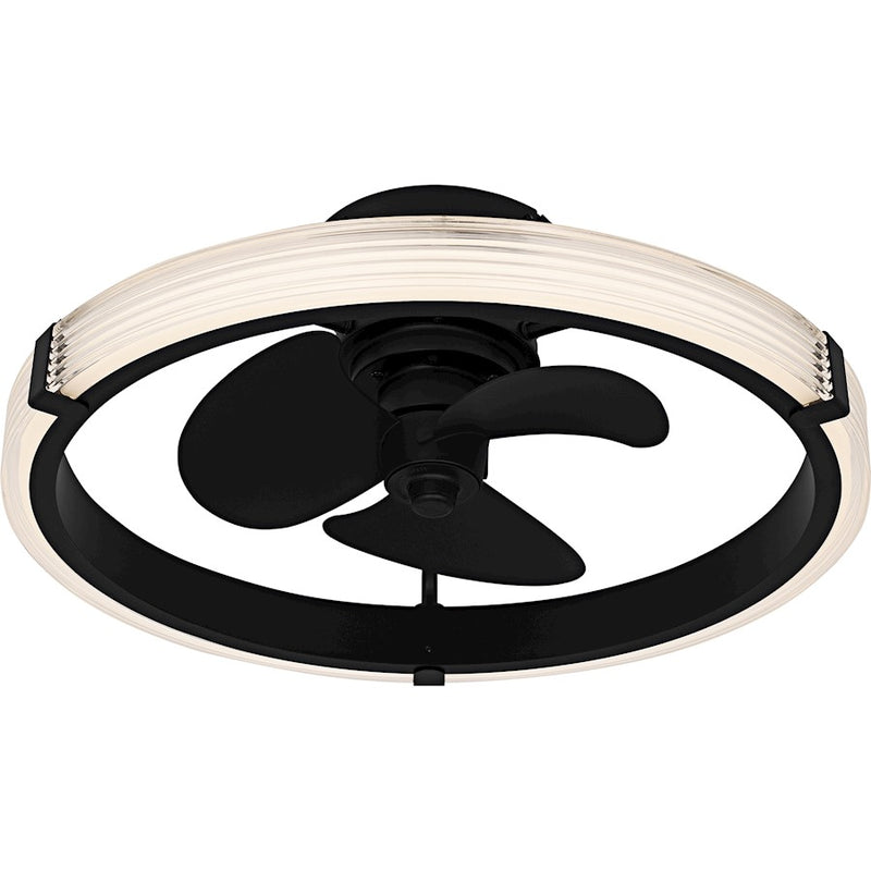 Quoizel Elrod Light Fandelier, Matte Black/Clear Ribbed Acrylic