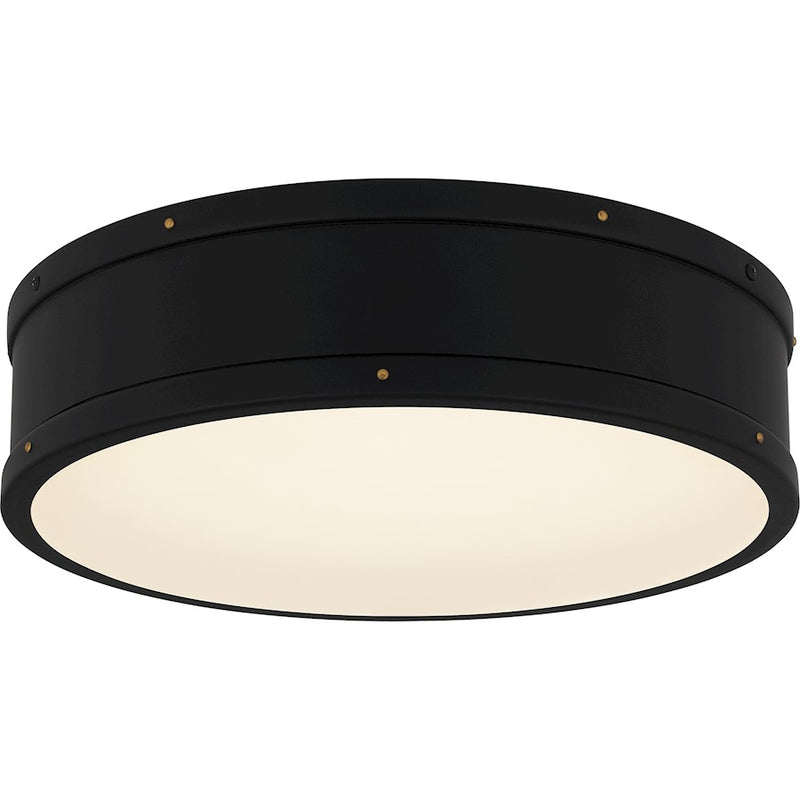 Quoizel Ahoy Integrated LED Flush Mount, Matte Black/Etched Glass - QFL5224MBK