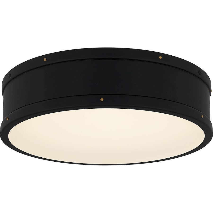 Quoizel Ahoy Integrated LED Flush Mount, Matte Black/Etched Glass - QFL5224MBK