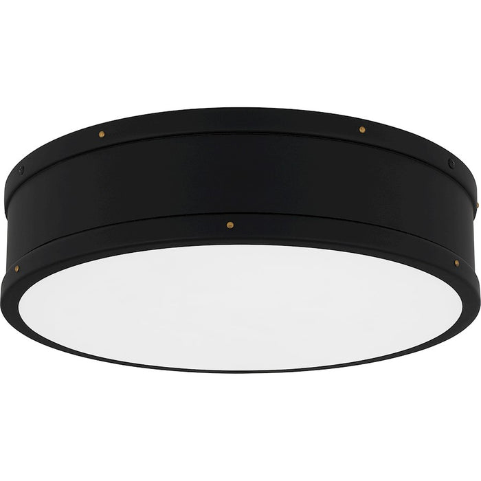 Quoizel Ahoy Integrated LED Flush Mount, Matte Black/Etched Glass