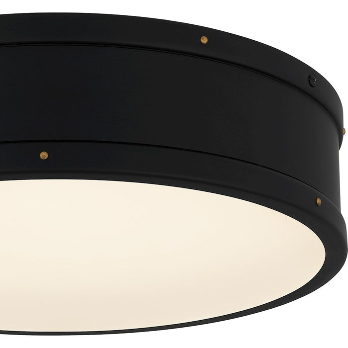 Quoizel Ahoy Integrated LED Flush Mount, Matte Black/Etched Glass