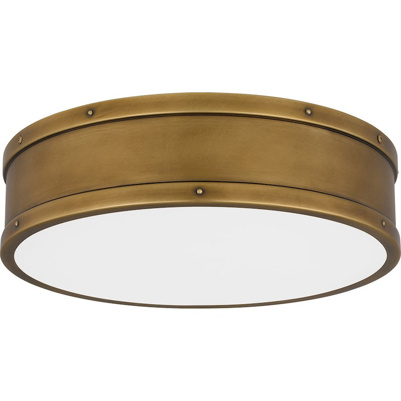 Quoizel Ahoy Integrated LED Flush, Weathered Brass/Etched
