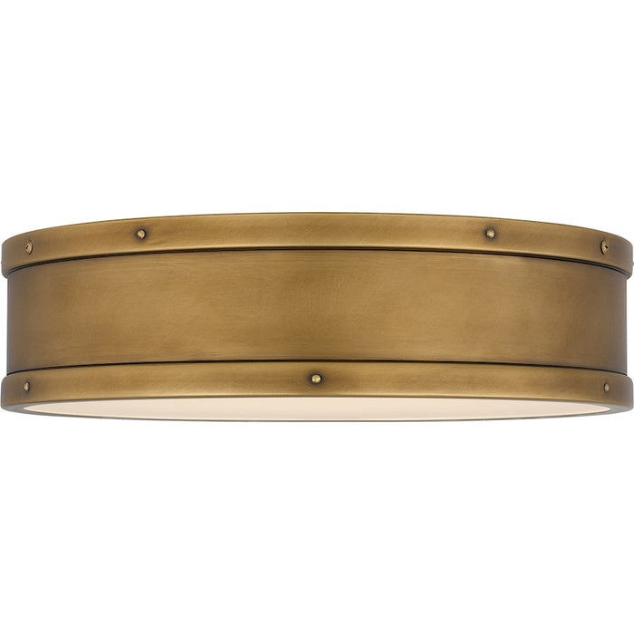 Quoizel Ahoy Integrated LED Flush, Weathered Brass/Etched