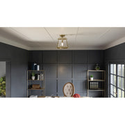 Quoizel Cardiff 1 Light Semi-Flush Mount, Weathered Brass/Clear