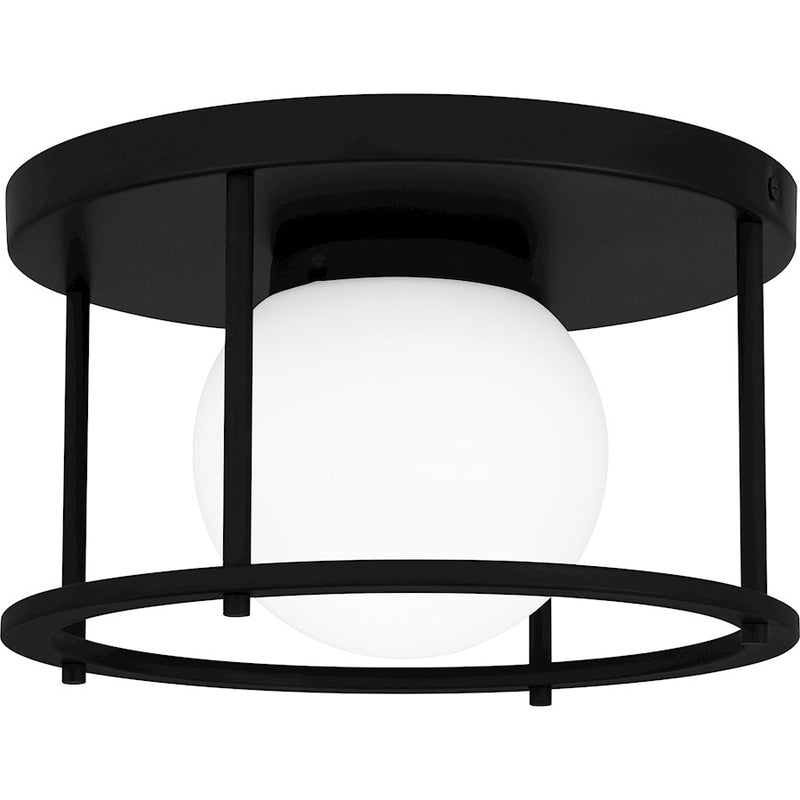 Quoizel Morehouse 1 Light Flush Mount, Matte Black/Opal Etched