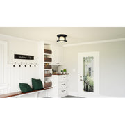 Quoizel Morehouse 1 Light Flush Mount, Matte Black/Opal Etched