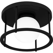 Quoizel Morehouse 1 Light Flush Mount, Matte Black/Opal Etched