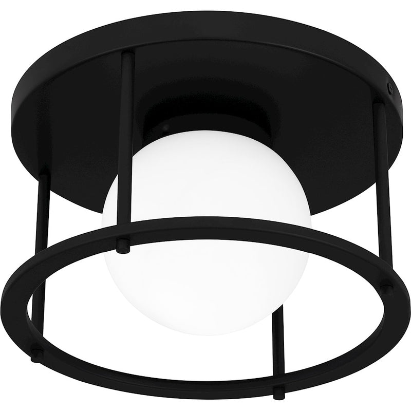 Quoizel Morehouse 1 Light Flush Mount, Matte Black/Opal Etched