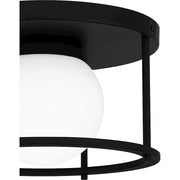 Quoizel Morehouse 1 Light Flush Mount, Matte Black/Opal Etched