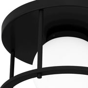 Quoizel Morehouse 1 Light Flush Mount, Matte Black/Opal Etched
