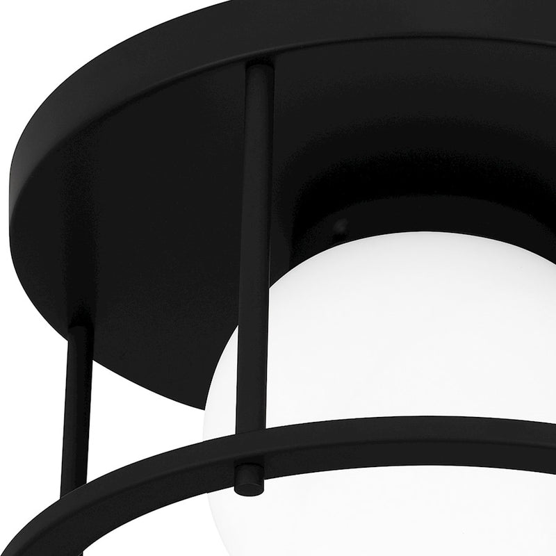 Quoizel Morehouse 1 Light Flush Mount, Matte Black/Opal Etched