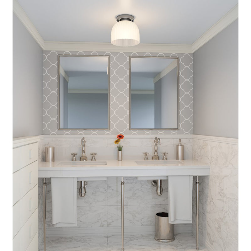 Quoizel Rembrandt 1 Light Flush Mount, Brushed Nickel/Etched Ribbed