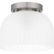 Quoizel Rembrandt 1 Light Flush Mount, Brushed Nickel/Etched Ribbed