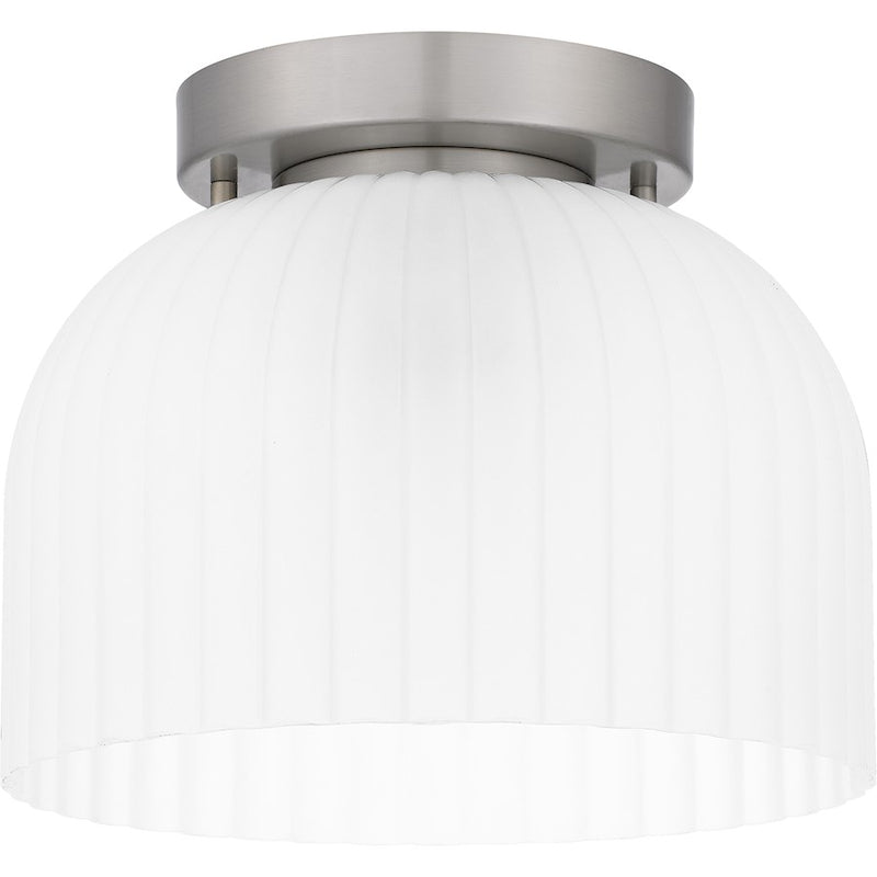 Quoizel Rembrandt 1 Light Flush Mount, Brushed Nickel/Etched Ribbed