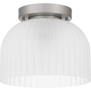 Quoizel Rembrandt 1 Light Flush Mount, Brushed Nickel/Etched Ribbed