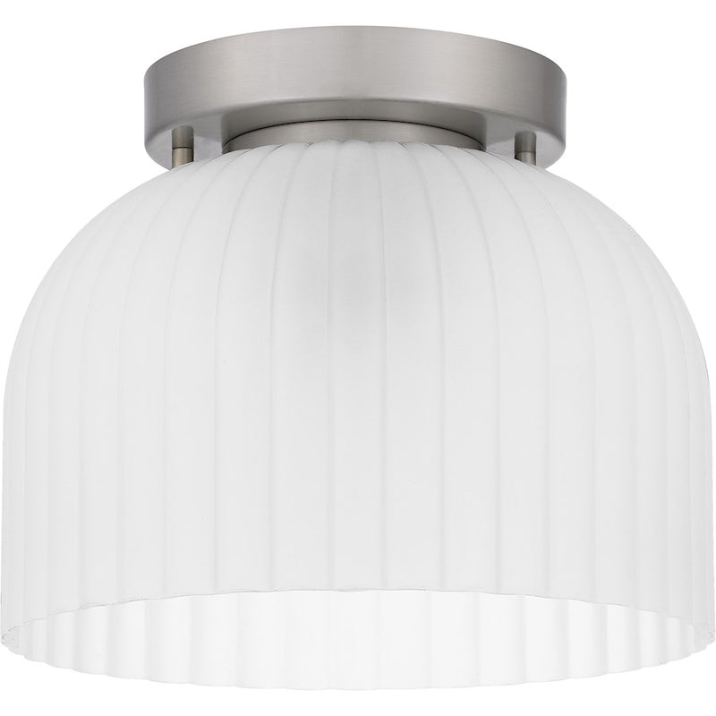 Quoizel Rembrandt 1 Light Flush Mount, Brushed Nickel/Etched Ribbed