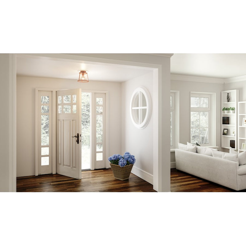 Quoizel Labrant 1 Light Semi-Flush Mount, Matte Rose Gold/Hammered