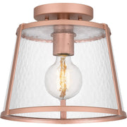 Quoizel Labrant 1 Light Semi-Flush Mount, Matte Rose Gold/Hammered