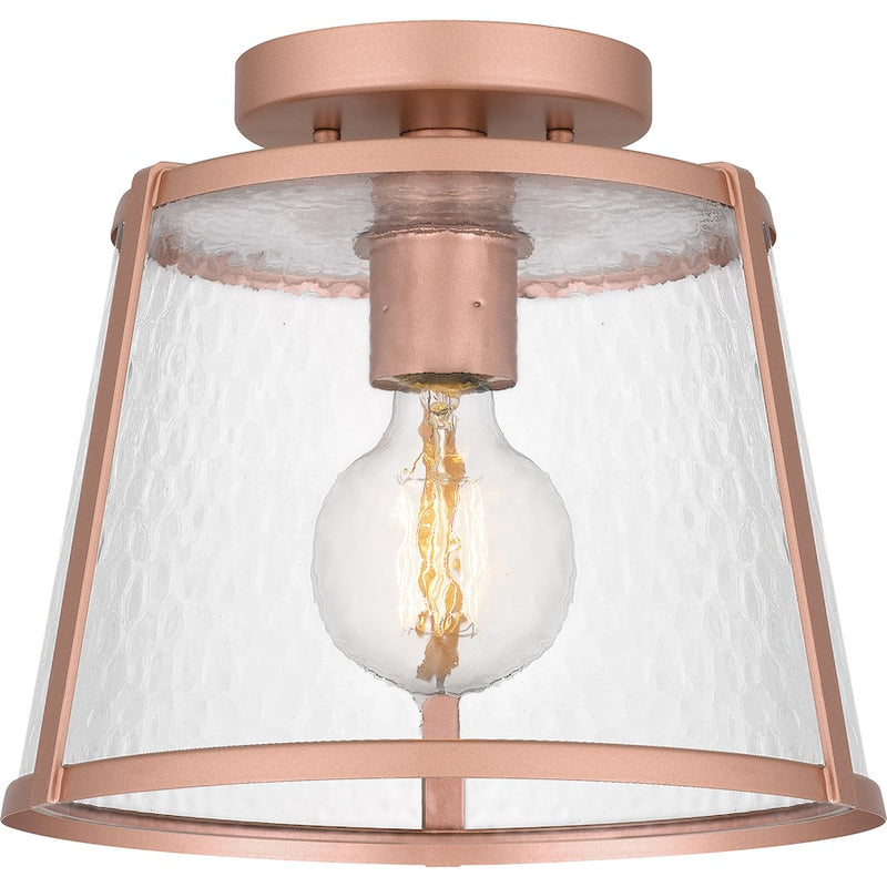 Quoizel Labrant 1 Light Semi-Flush Mount, Matte Rose Gold/Hammered