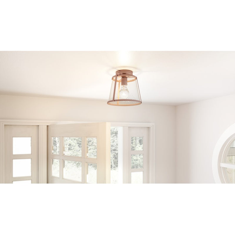 Quoizel Labrant 1 Light Semi-Flush Mount, Matte Rose Gold/Hammered