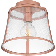 Quoizel Labrant 1 Light Semi-Flush Mount, Matte Rose Gold/Hammered
