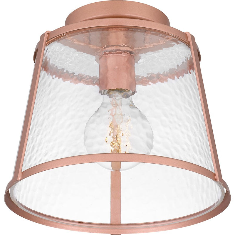 Quoizel Labrant 1 Light Semi-Flush Mount, Matte Rose Gold/Hammered